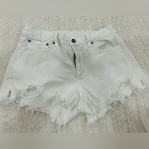 Aerie White Frayed Hem Jean Shorts